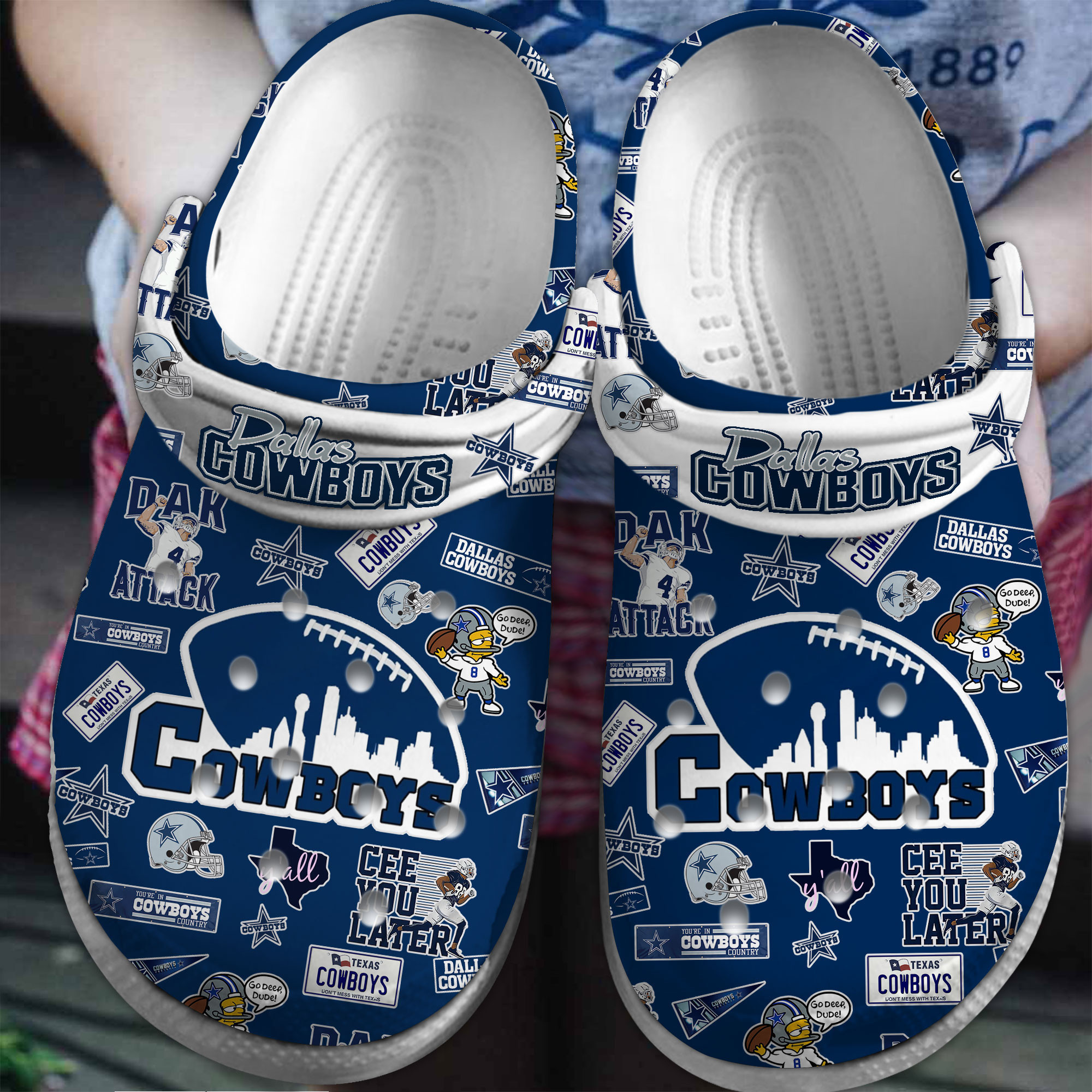 Footwearmerch Dallas Cowboys NFL Sport Crocs Crocband Clogs Shoes Comfortable For Men Women and Kids