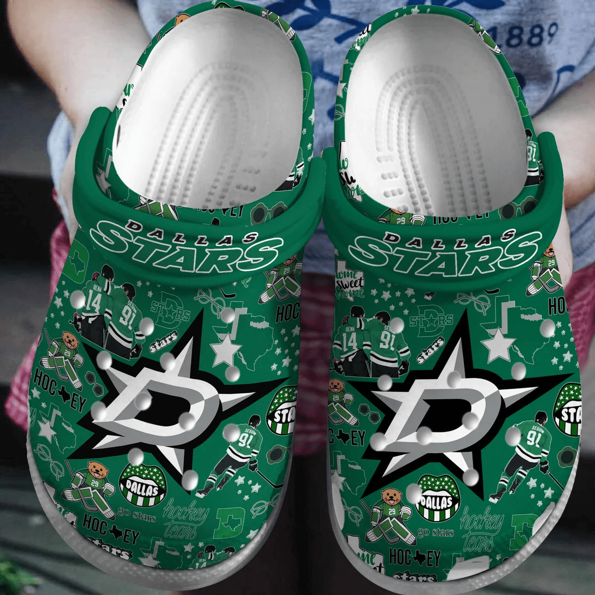 Footwearmerch Dallas Stars NHL Sport Crocs Crocband Clogs Shoes Comfortable For Men Women and Kids