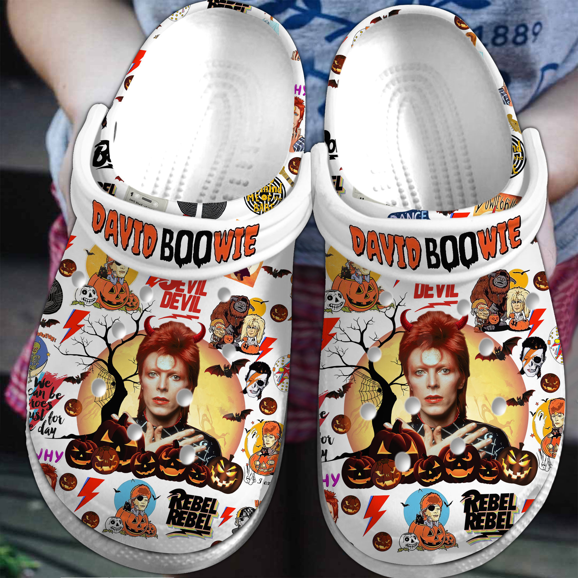 Footwearmerch David Bowie Music Crocs Crocband Clogs Shoes Comfortable For Men Women and Kids