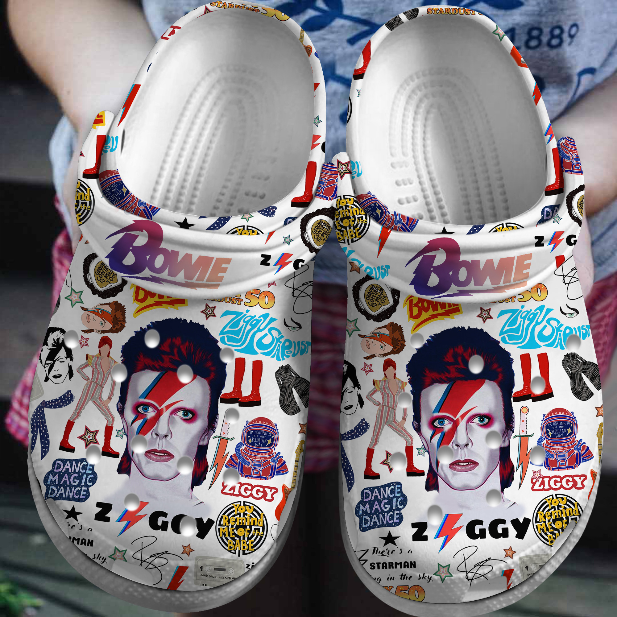 Footwearmerch David Bowie Music Crocs Crocband Clogs Shoes Comfortable For Men Women and Kids