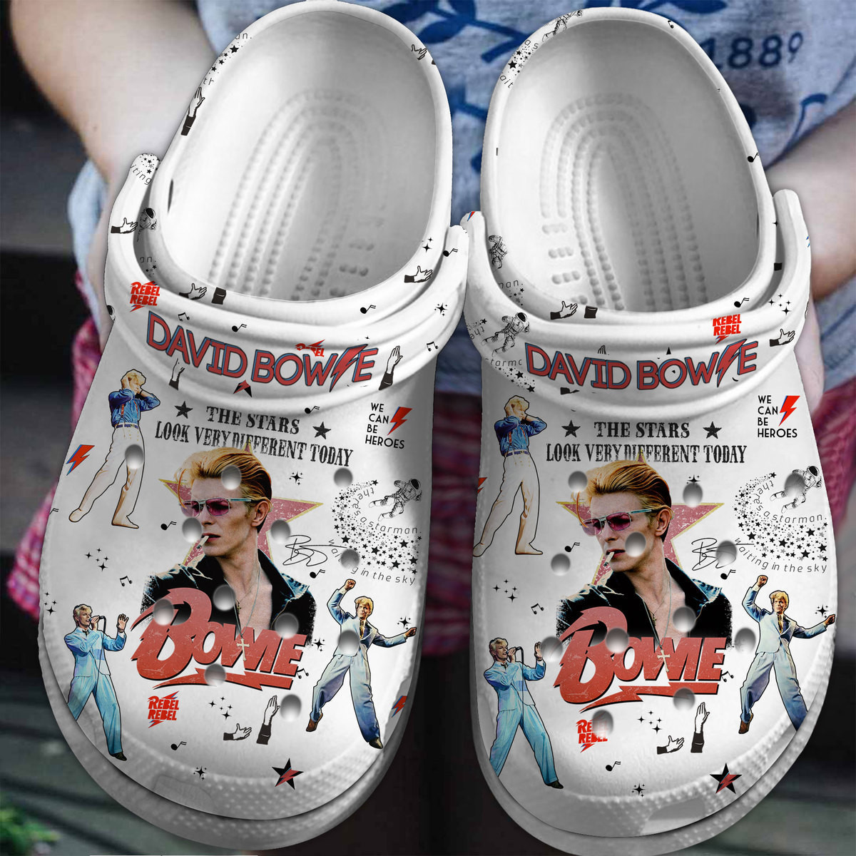 Footwearmerch David Bowie Music Crocs Crocband Clogs Shoes Comfortable For Men Women and Kids