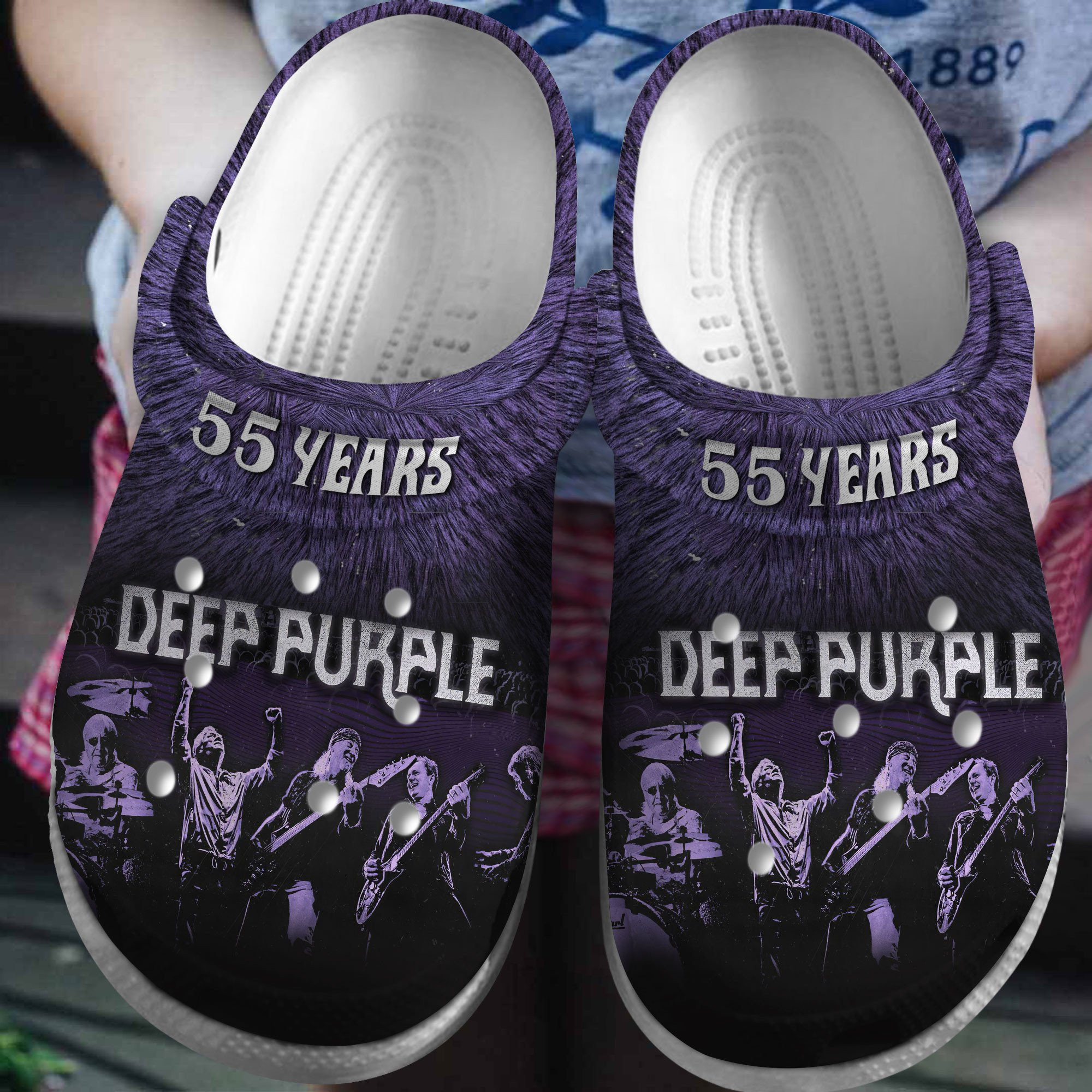 Footwearmerch Deep Purple Music Crocs Crocband Clogs Shoes Comfortable For Men Women and Kids