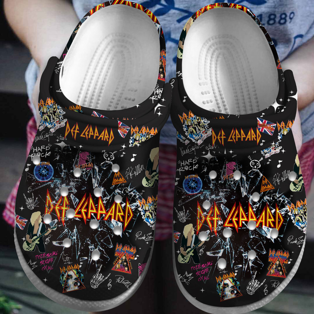 Footwearmerch Def Leppard Music Crocs Crocband Clogs Shoes Comfortable For Men Women and Kids