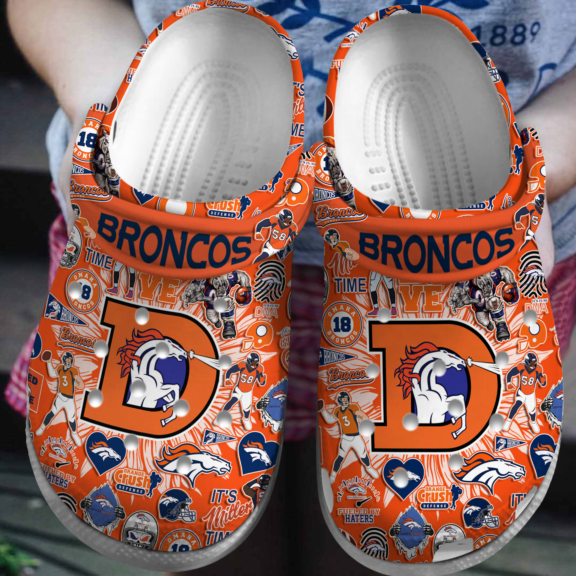 Footwearmerch Denver Broncos NFL Sport Crocs Crocband Clogs Shoes Comfortable For Men Women and Kids