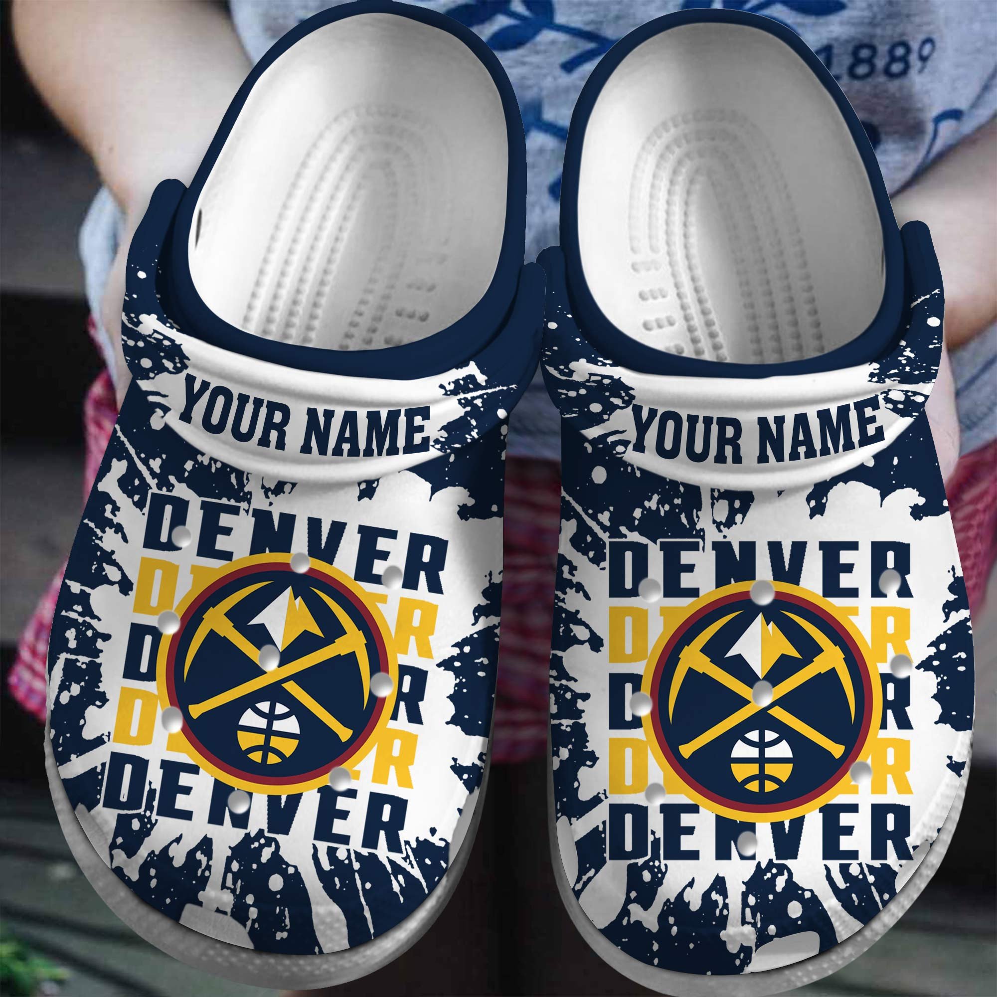 Footwearmerch Denver Nuggets NBA Basketball Sport Crocs Crocband Clogs Shoes Comfortable For Men Women and Kids