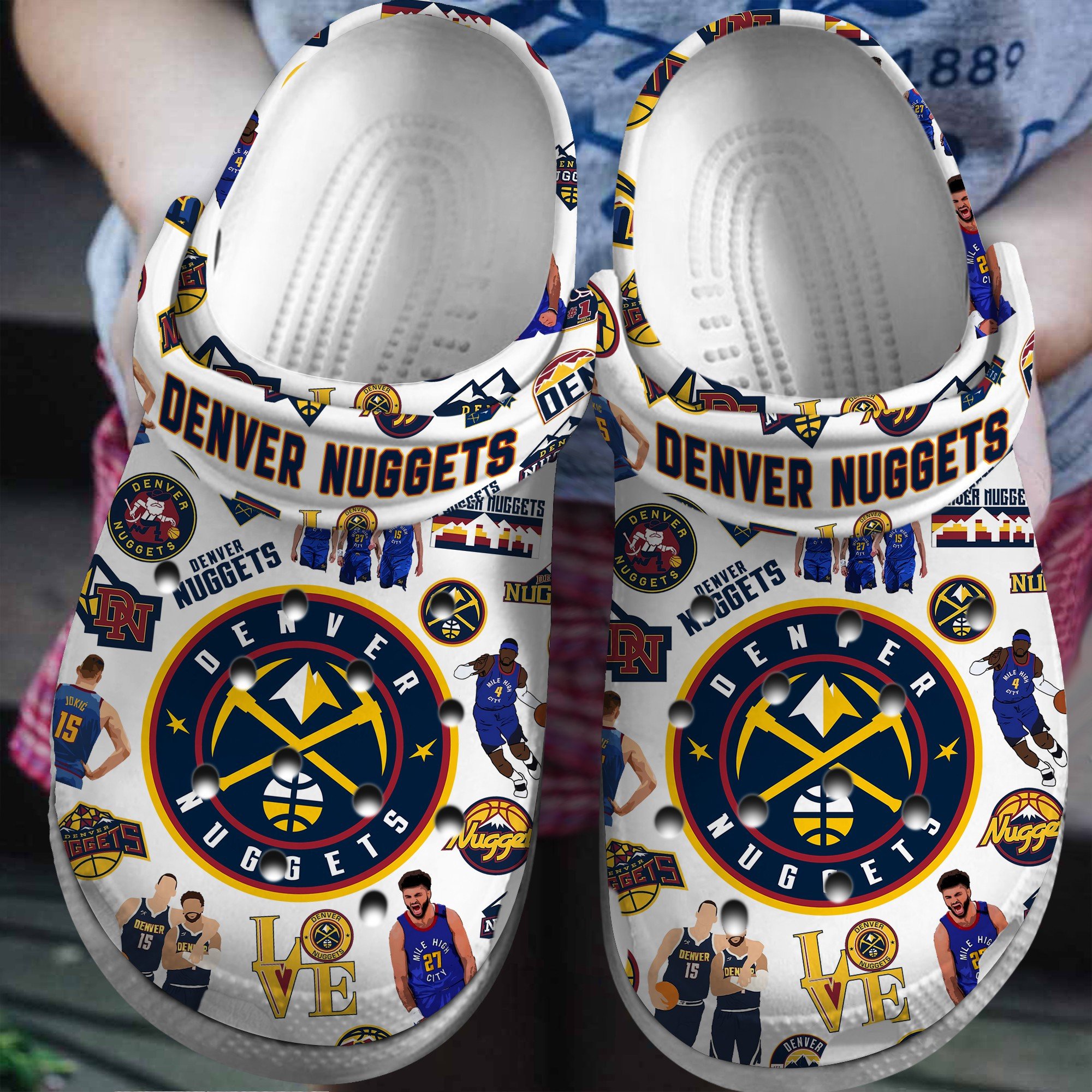 Footwearmerch Denver Nuggets NBA Basketball Sport Crocs Crocband Clogs Shoes Comfortable For Men Women and Kids