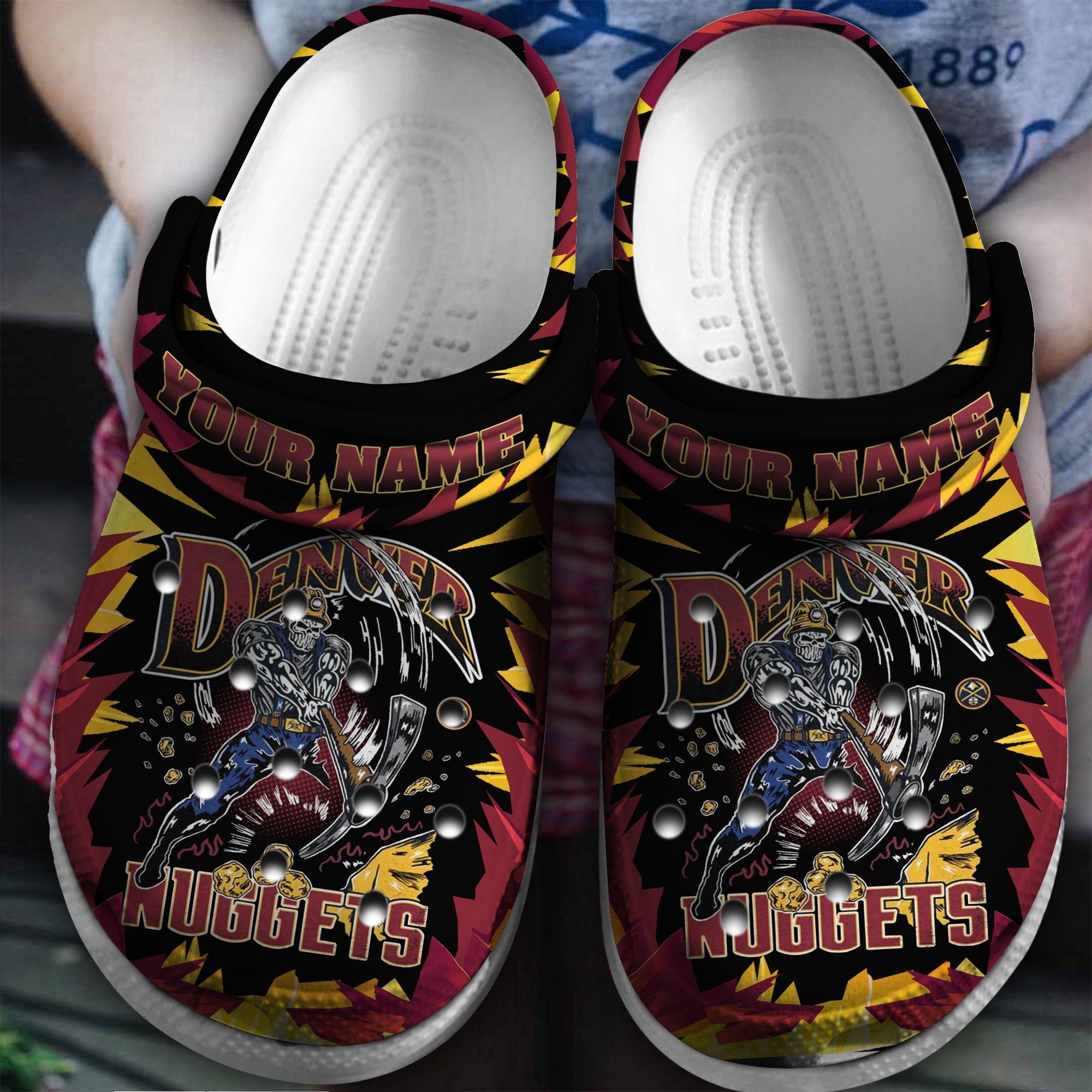 Footwearmerch Denver Nuggets NBA Basketball Sport Crocs Crocband Clogs Shoes Comfortable For Men Women and Kids