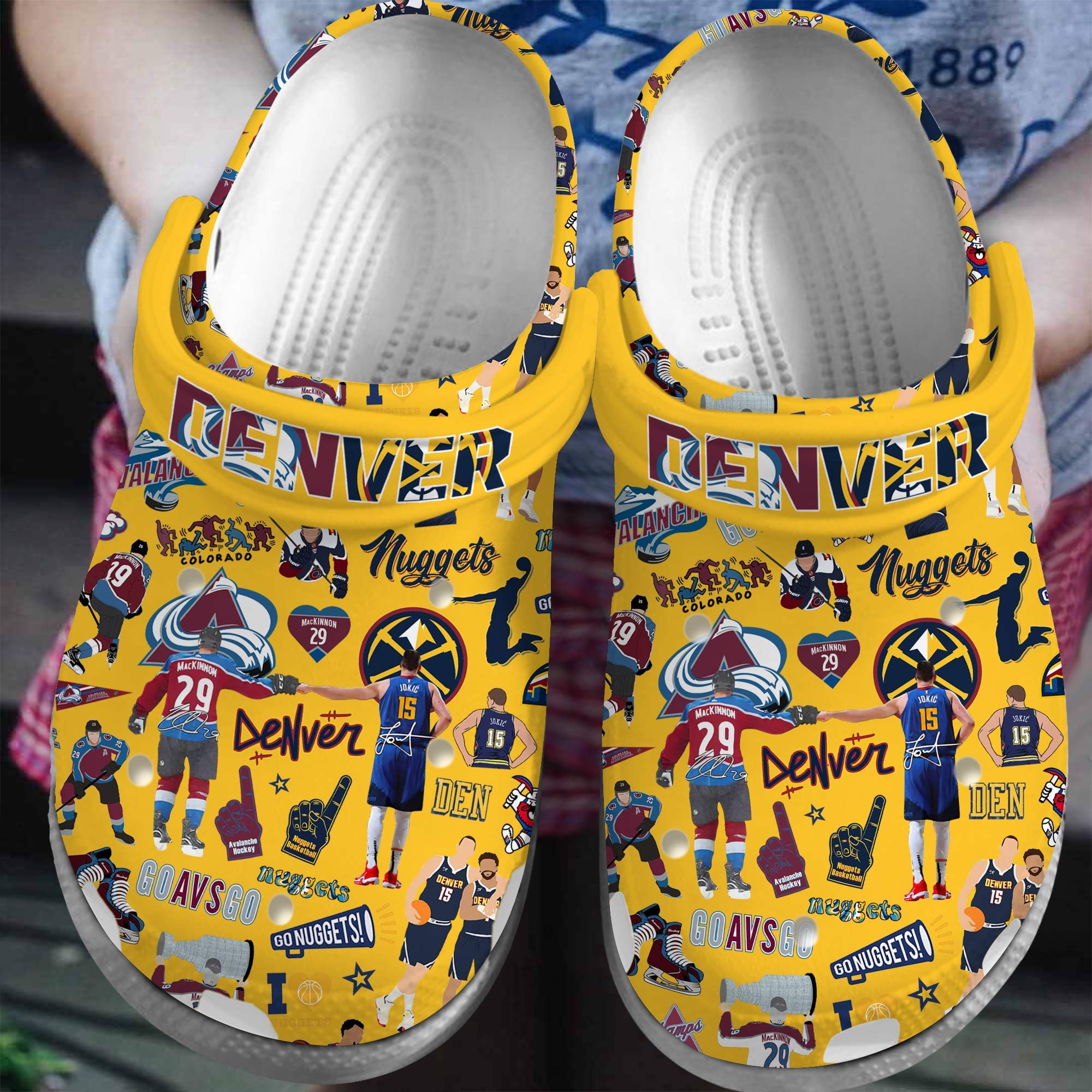 Footwearmerch Denver Nuggets NBA Basketball Sport Crocs Crocband Clogs Shoes Comfortable For Men Women and Kids