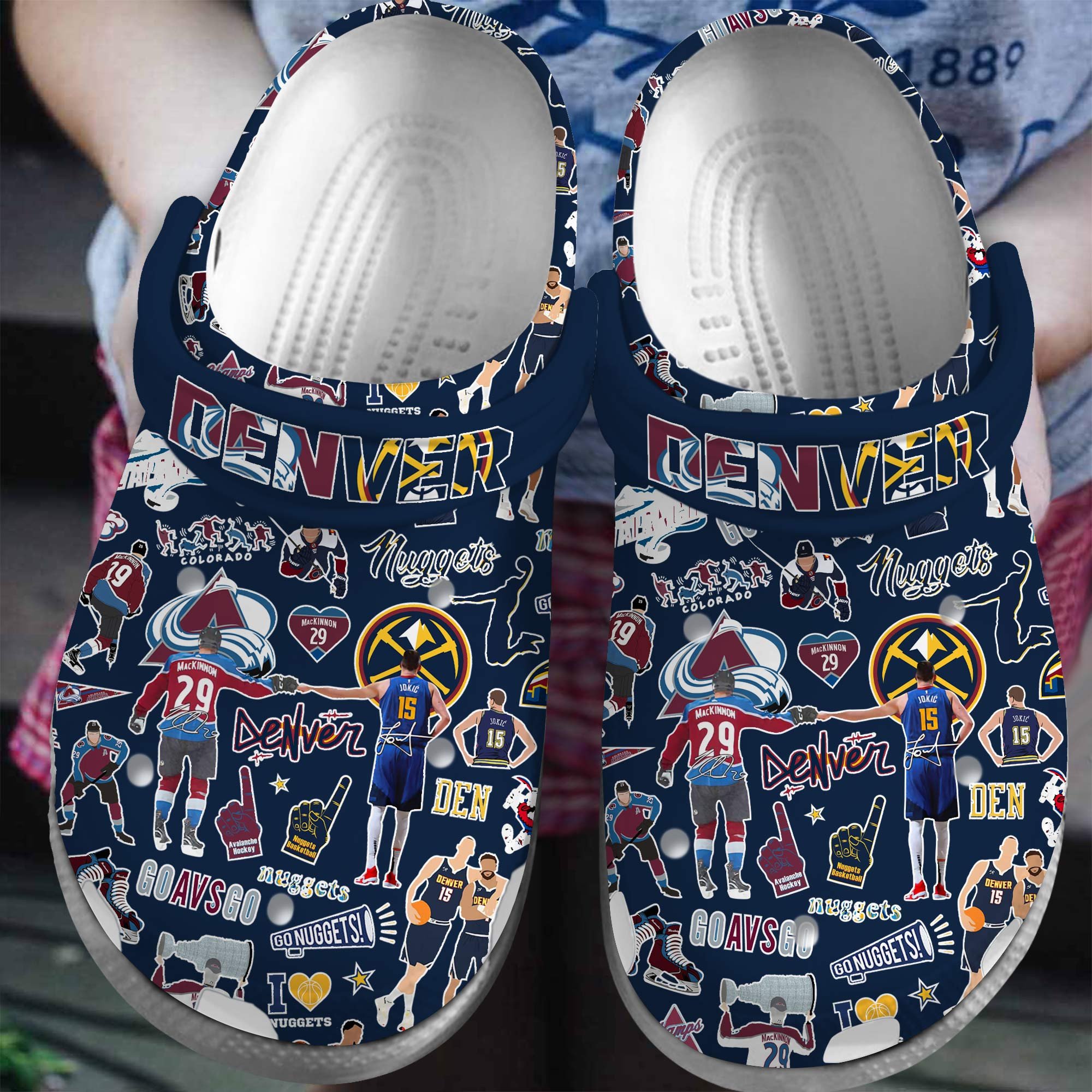Footwearmerch Denver Nuggets NBA Basketball Sport Crocs Crocband Clogs Shoes Comfortable For Men Women and Kids