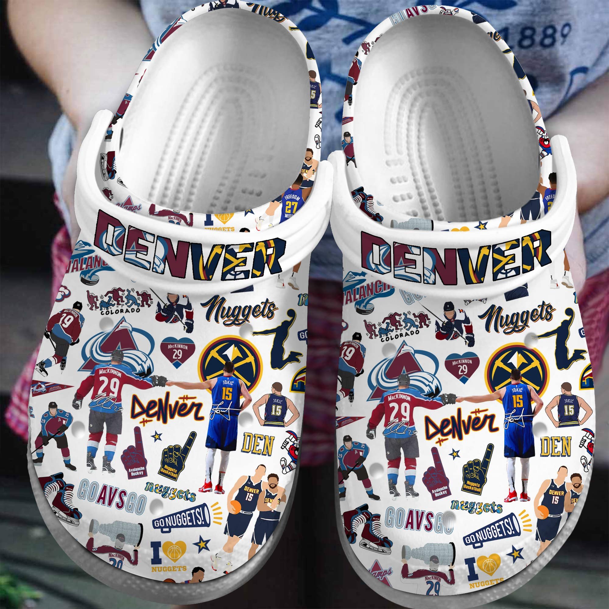 Footwearmerch Denver Nuggets NBA Basketball Sport Crocs Crocband Clogs Shoes Comfortable For Men Women and Kids