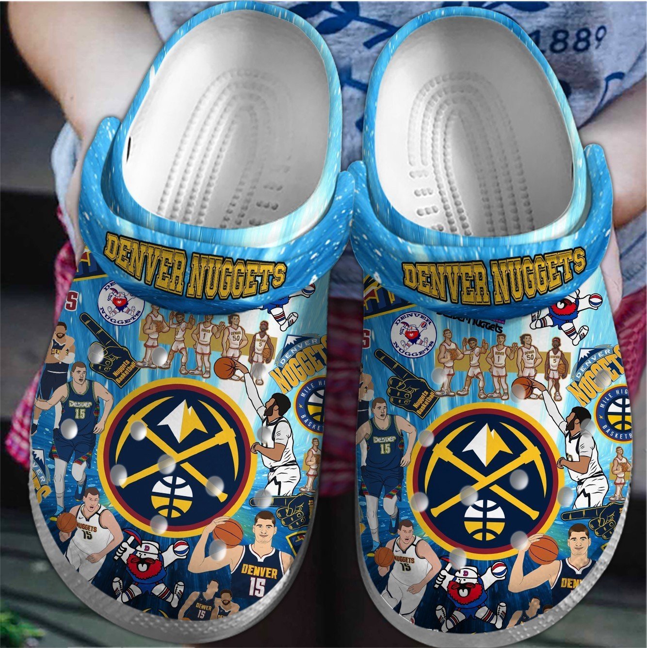 Footwearmerch Denver Nuggets NBA Sport Crocs Crocband Clogs Shoes Comfortable For Men Women and Kids