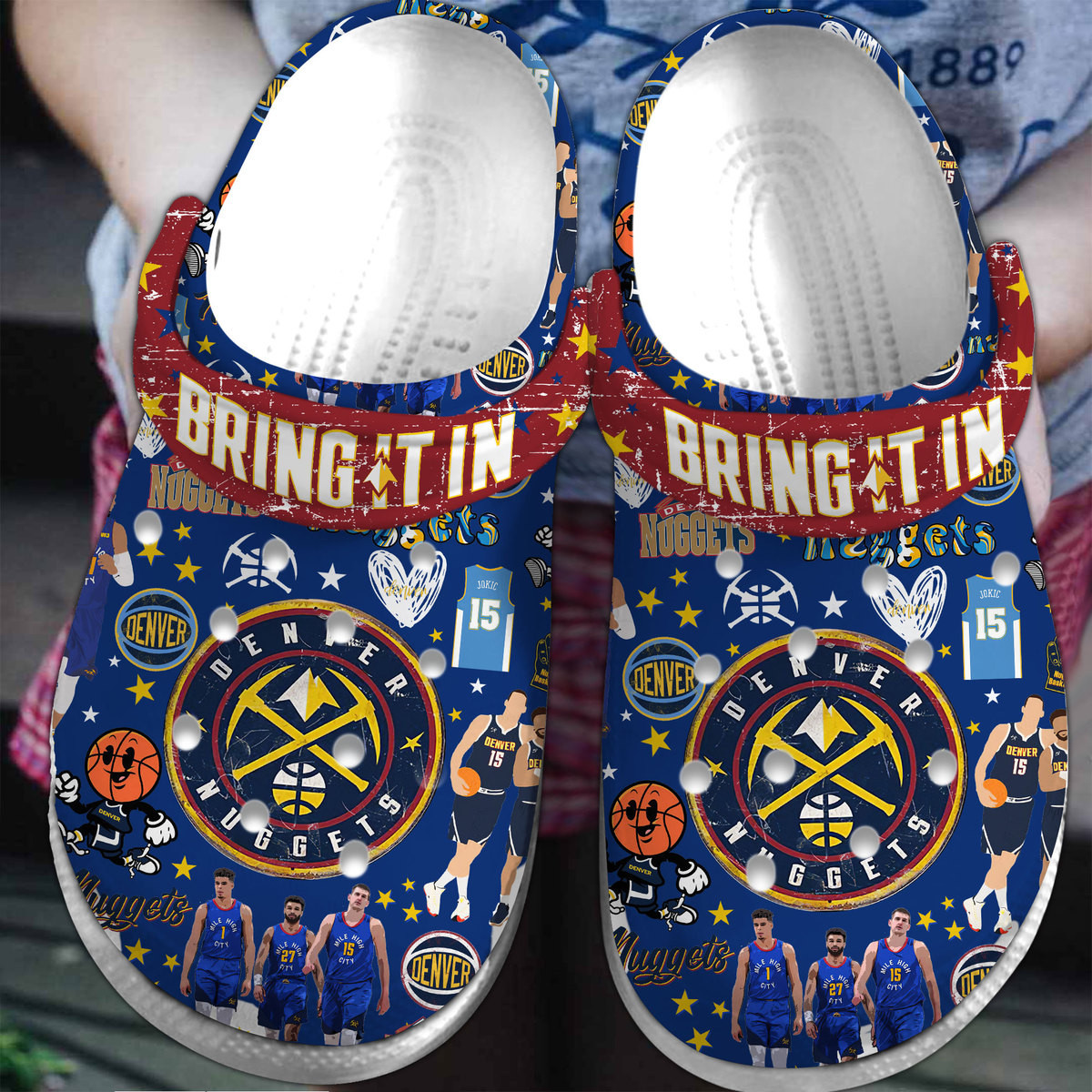 Footwearmerch Denver Nuggets NBA Sport Crocs Crocband Clogs Shoes Comfortable For Men Women and Kids