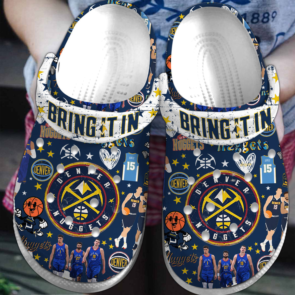 Footwearmerch Denver Nuggets NBA Sport Crocs Crocband Clogs Shoes Comfortable For Men Women and Kids