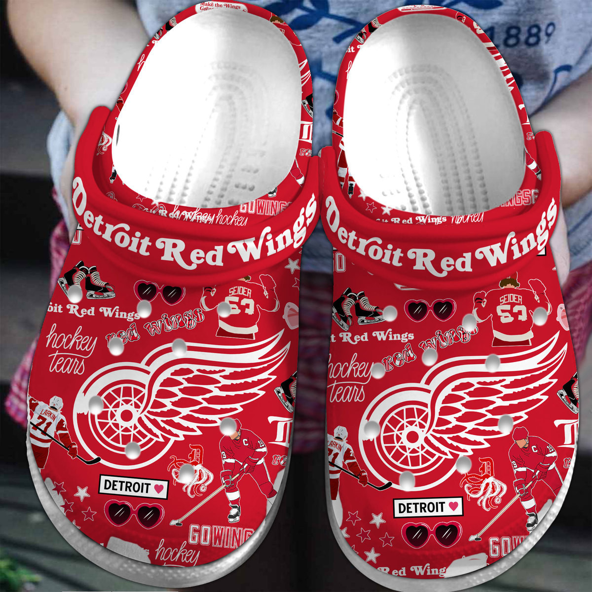 Footwearmerch Detroit Red Wings NHL Sport Crocs Crocband Clogs Shoes Comfortable For Men Women and Kids