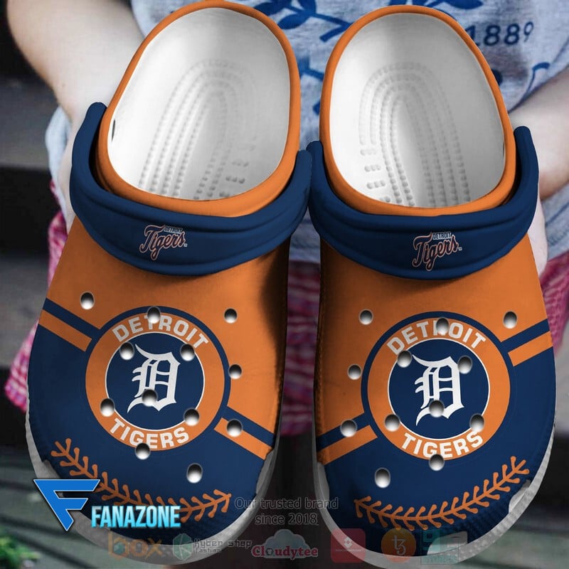 Footwearmerch Detroit Tigers Orange-Navy MLB Sport Crocs Clogs Crocband Shoes Comfortable For Men Women and Kids