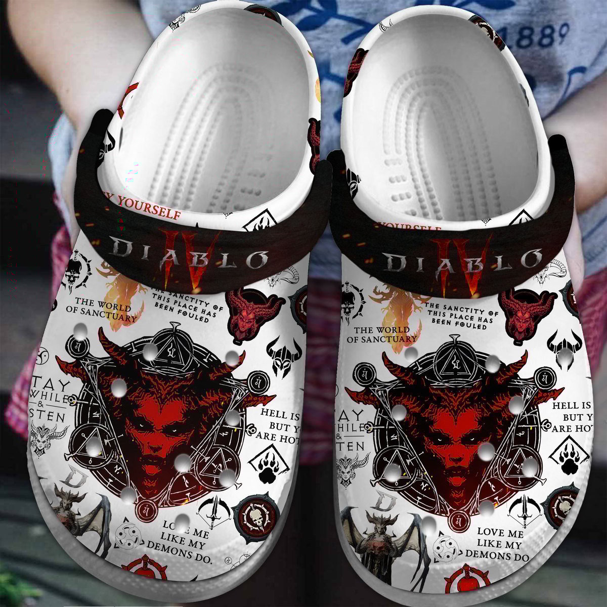 Footwearmerch Diablo 4 Game Crocs Crocband Clogs Shoes Comfortable For Men Women and Kids