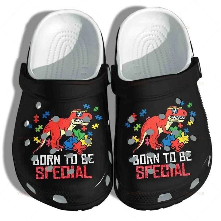 Footwearmerch Dinosaurs Autism Born To Be Special Gift For Lover Rubber clog Shoes Comfy Footwear
