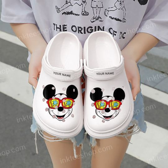Footwearmerch Disney Mickey Island Sunglasses Cartoon Crocs Crocband Shoes Clogs Custom Name For Men Women And Kids