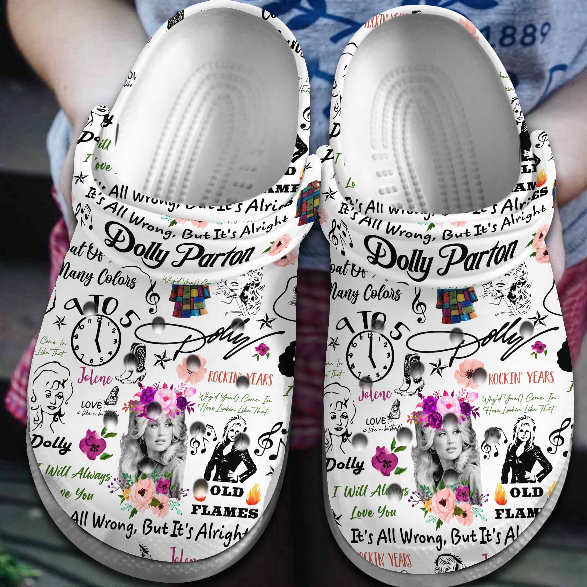 Footwearmerch Dolly Parton Music Crocs Crocband Clogs Shoes Comfortable For Men Women and Kids