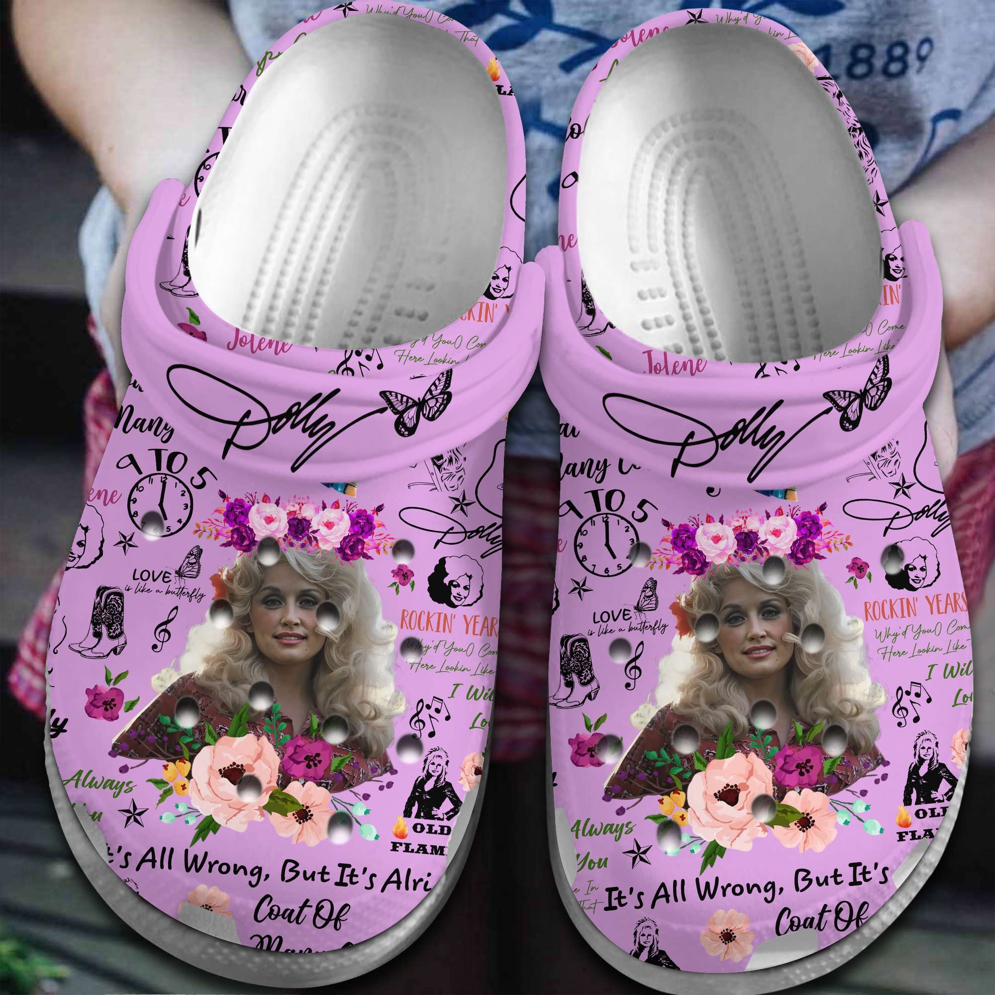 Footwearmerch Dolly Parton Music Crocs Crocband Clogs Shoes Comfortable For Men Women and Kids