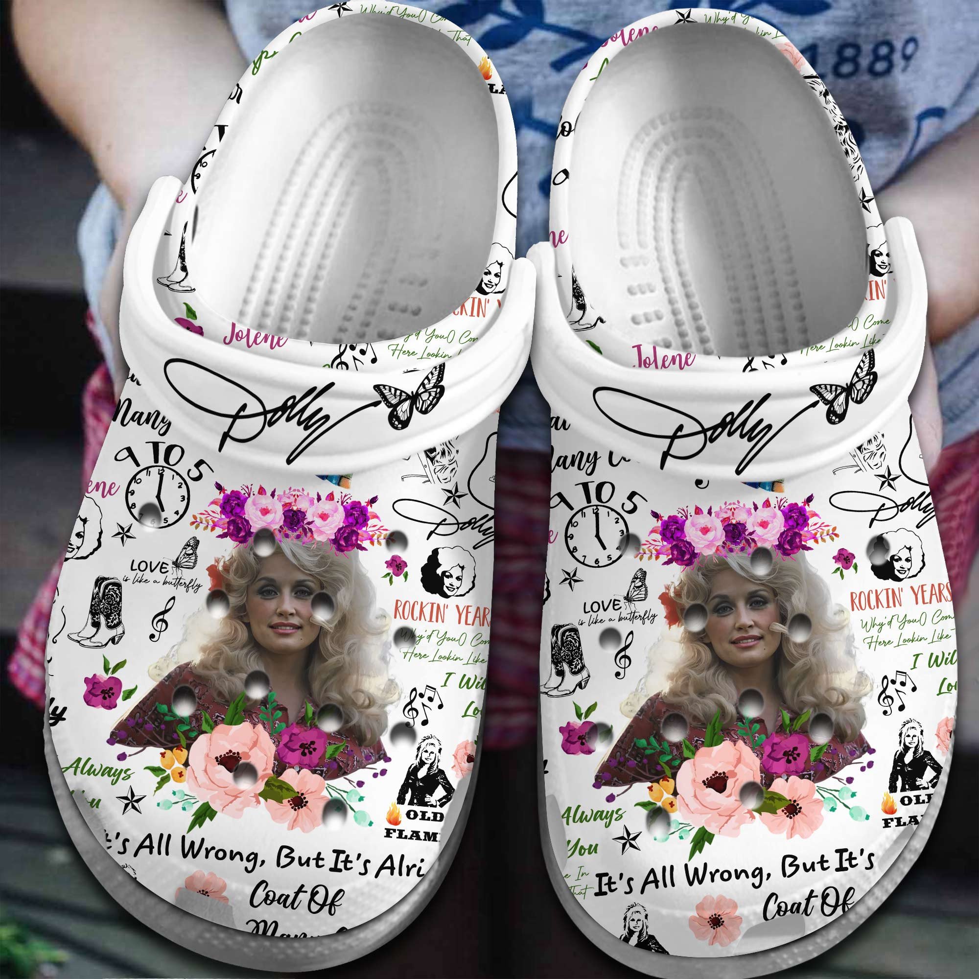 Footwearmerch Dolly Parton Music Crocs Crocband Clogs Shoes Comfortable For Men Women and Kids