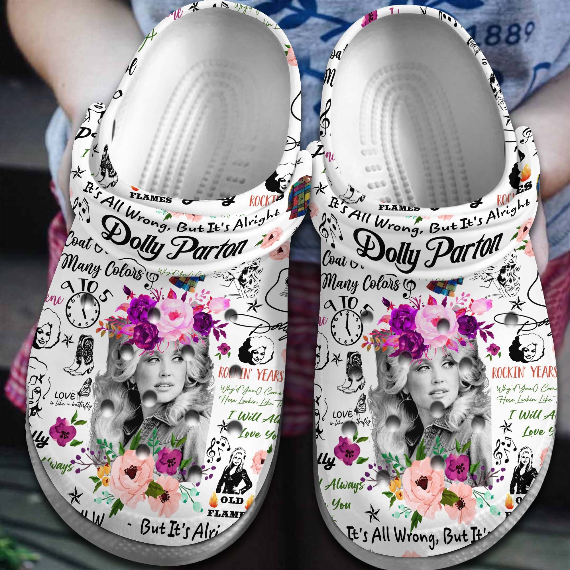 Footwearmerch Dolly Parton Music Crocs Crocband Clogs Shoes Comfortable For Men Women and Kids