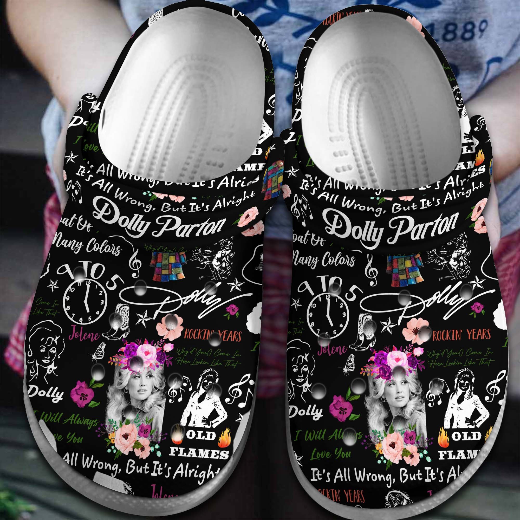 Footwearmerch Dolly Parton Music Crocs Crocband Clogs Shoes Comfortable For Men Women and Kids