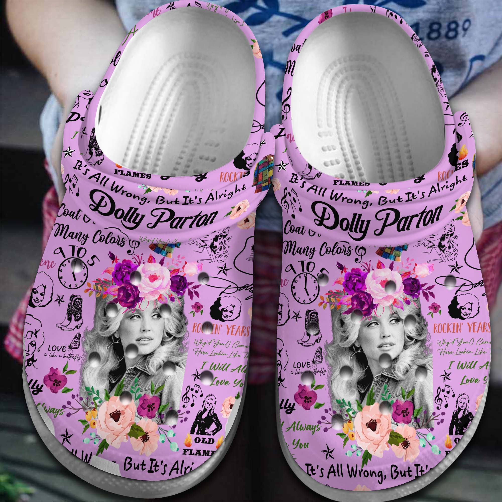 Footwearmerch Dolly Parton Music Crocs Crocband Clogs Shoes Comfortable For Men Women and Kids