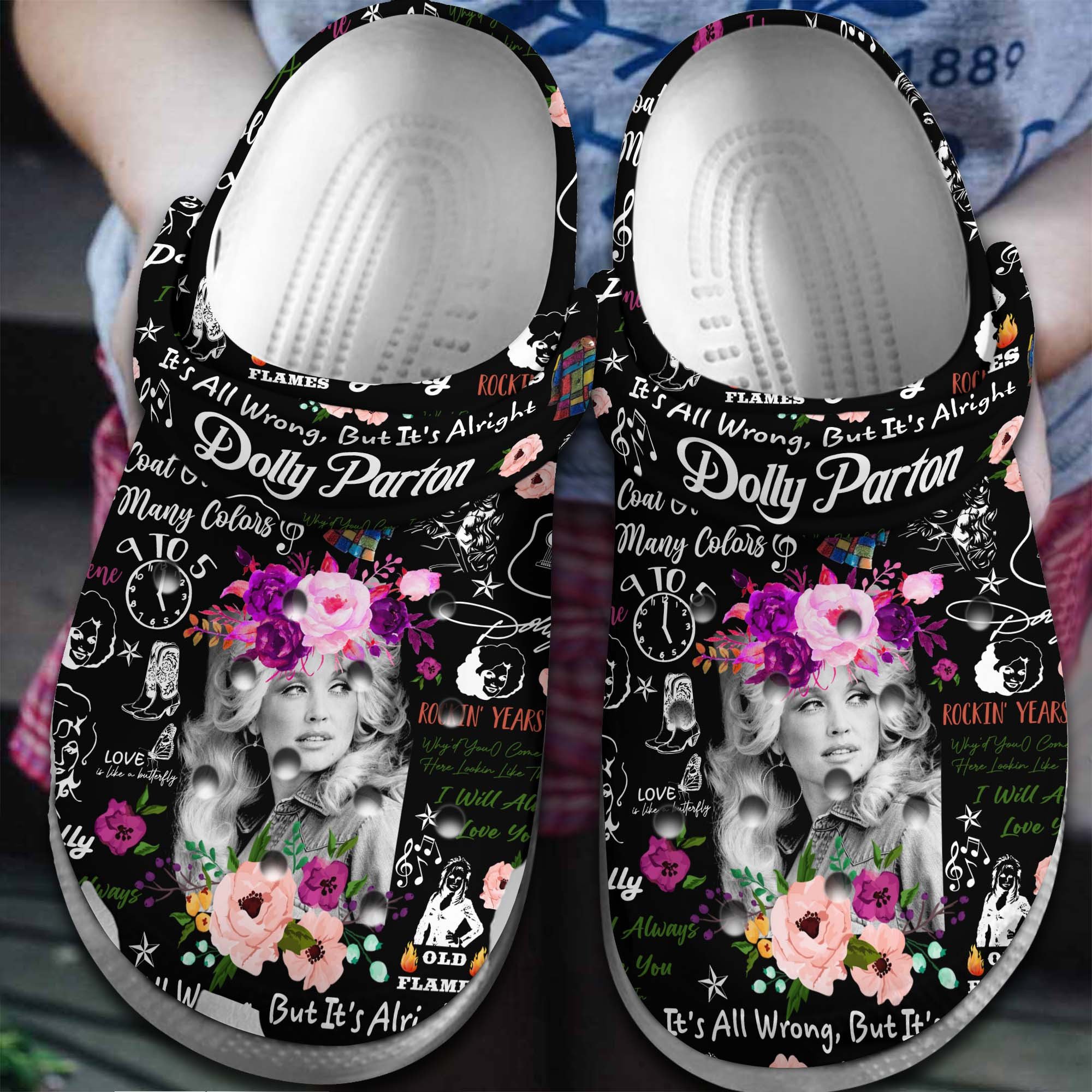 Footwearmerch Dolly Parton Music Crocs Crocband Clogs Shoes Comfortable For Men Women and Kids