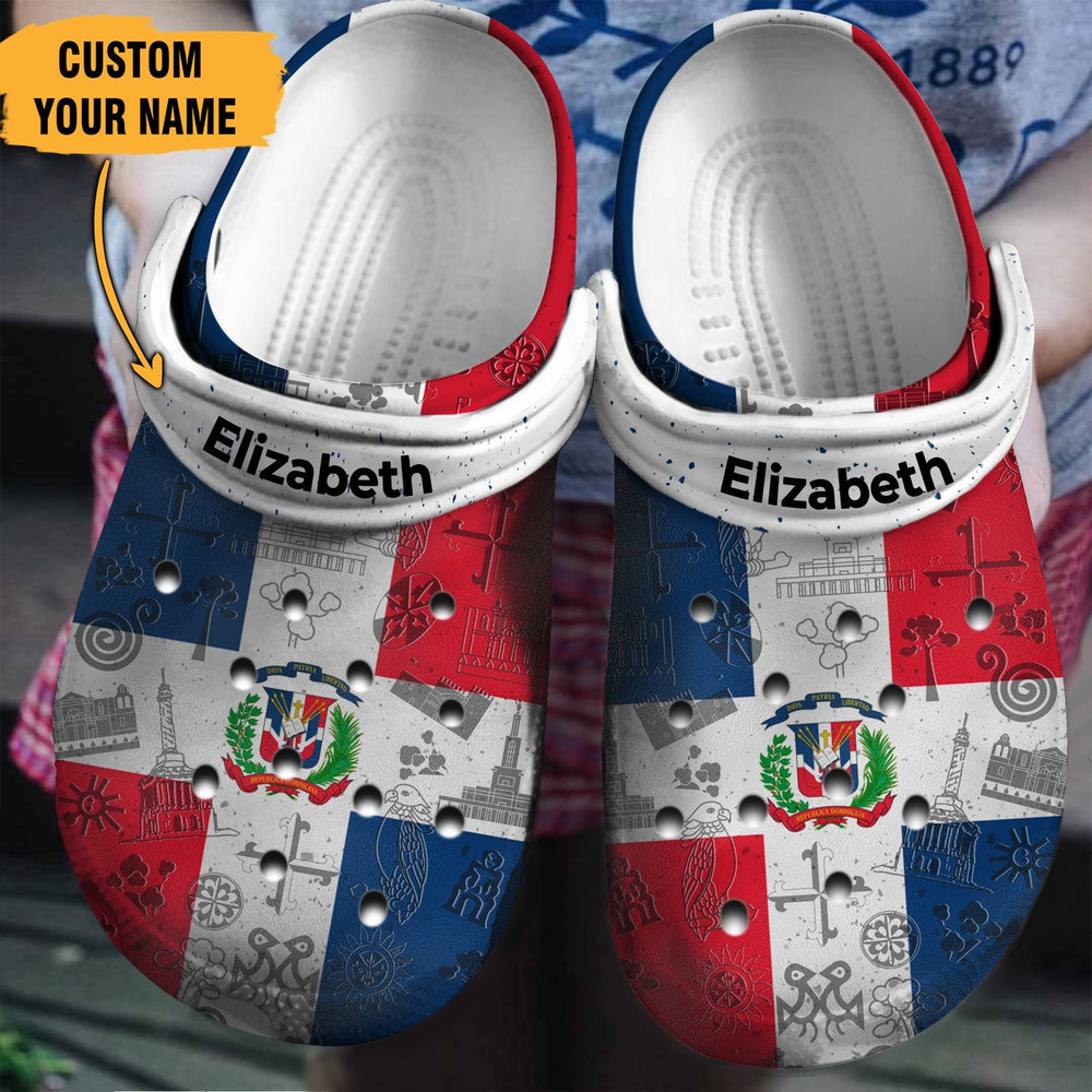 Footwearmerch Dominican Flag Gift For Fan Classic Water Rubber clog Shoes Comfy Footwear