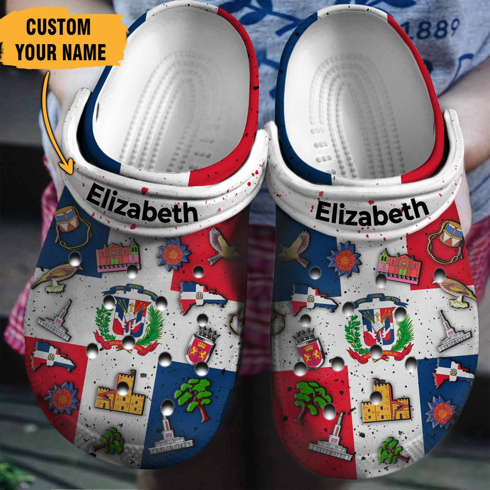 Footwearmerch Dominican Flag Symbols Gift For Fan Classic Water Rubber clog Shoes Comfy Footwear