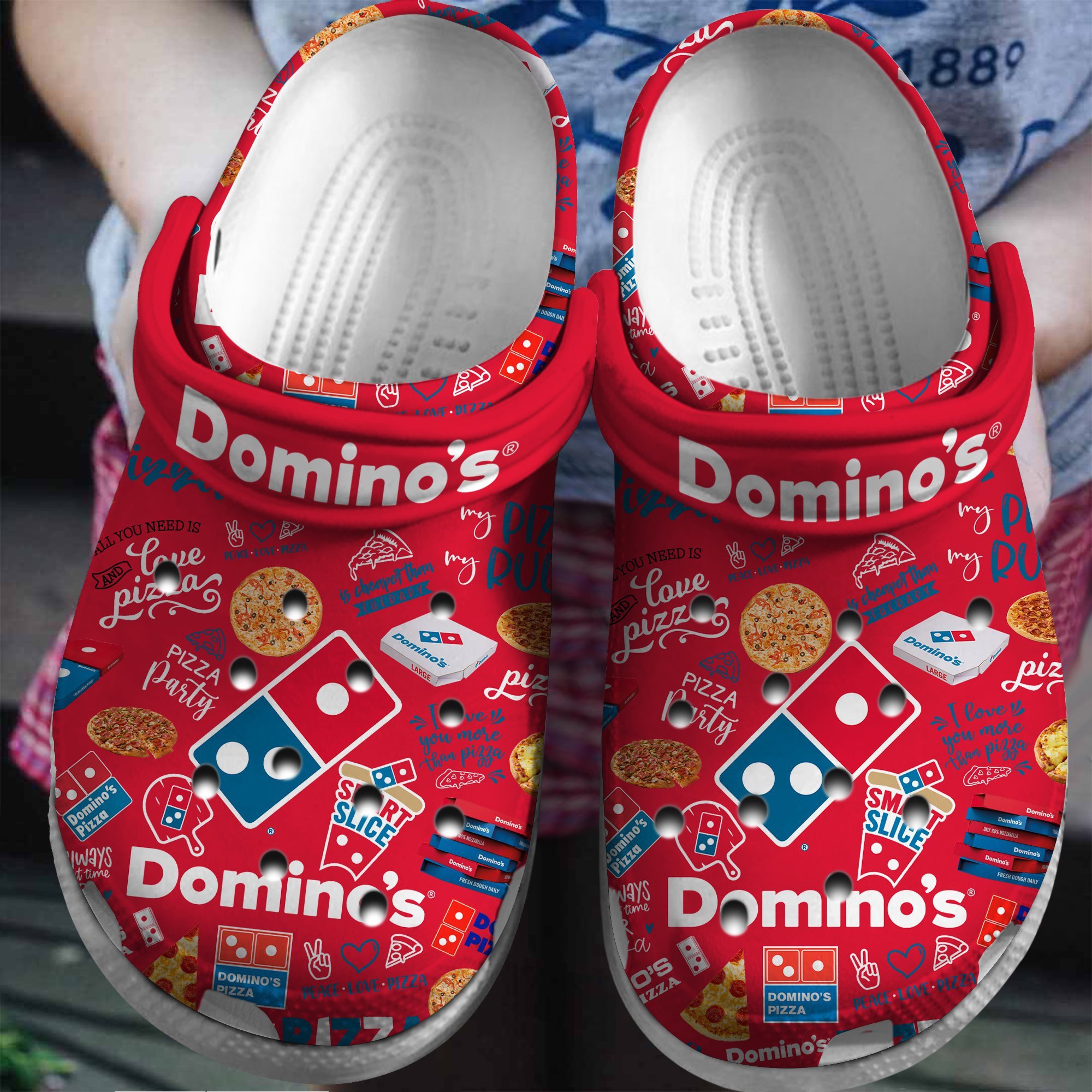 Footwearmerch Domino Pizza Crocs Crocband Clogs Shoes Comfortable For Men Women and Kids