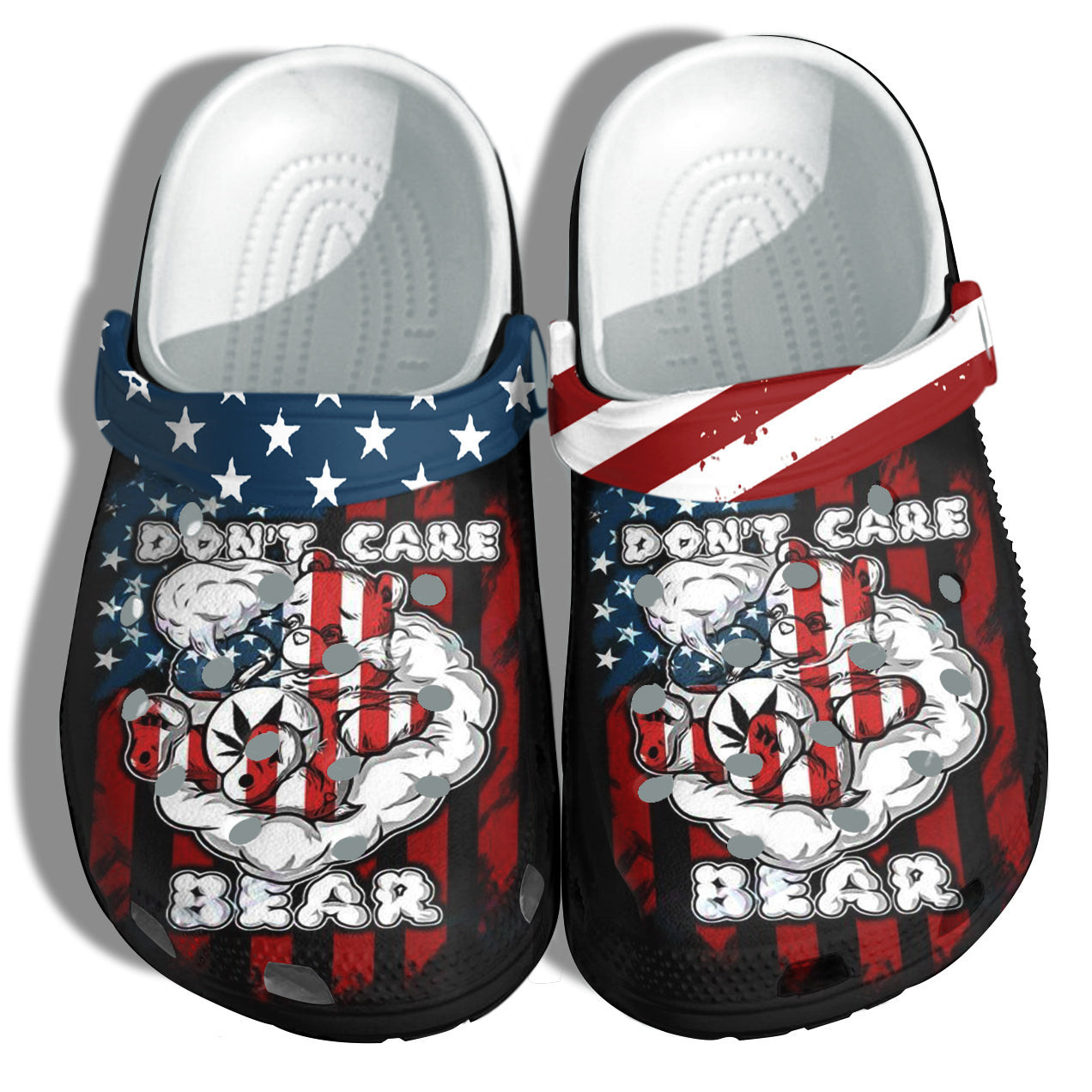 Footwearmerch Dont Care Bear 420 America Flag Shoes Funny Gift - Funny Smoking Weed 4Th Of July Shoes Birthday Gift