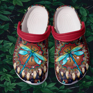Footwearmerch Dragonfly Native America Culture Shoes Gift Grandma Daughter - Dragonfly Boho Clogs Gift Women Mother Day