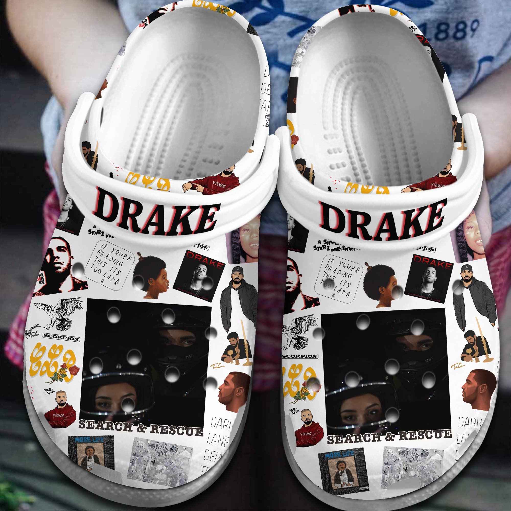Footwearmerch Drake Rapper Music Crocs Crocband Clogs Shoes Comfortable For Men Women and Kids