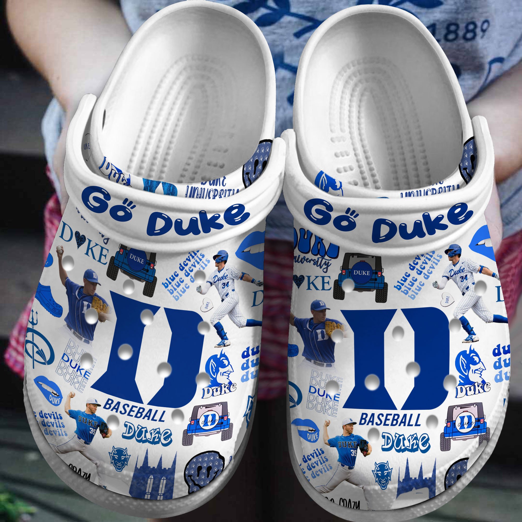 Footwearmerch Duke Blue Devils NCAA Sport Crocs Crocband Clogs Shoes Comfortable For Men Women and Kids