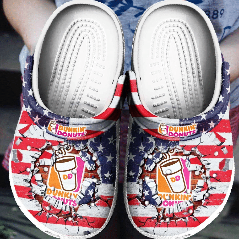 Footwearmerch Dunkin Donut American Flag Rubber clog Shoes Comfy Footwear