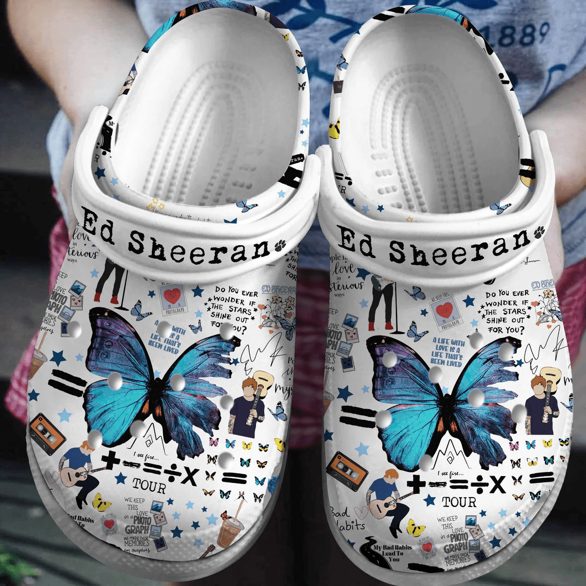 Footwearmerch Ed Sheeran Music Crocs Crocband Clogs Shoes Comfortable For Men Women and Kids