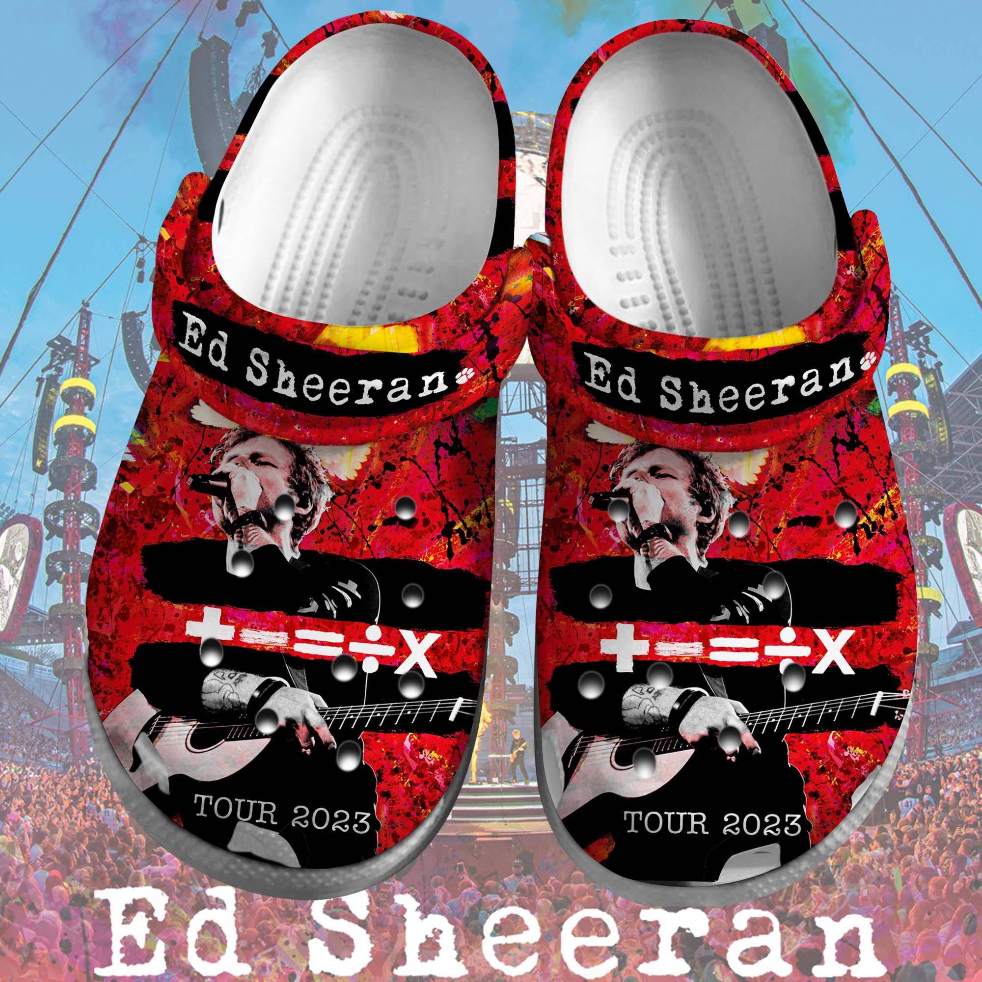 Footwearmerch Ed Sheeran Singer Music Crocs Crocband Clogs Shoes Comfortable For Men Women and Kids