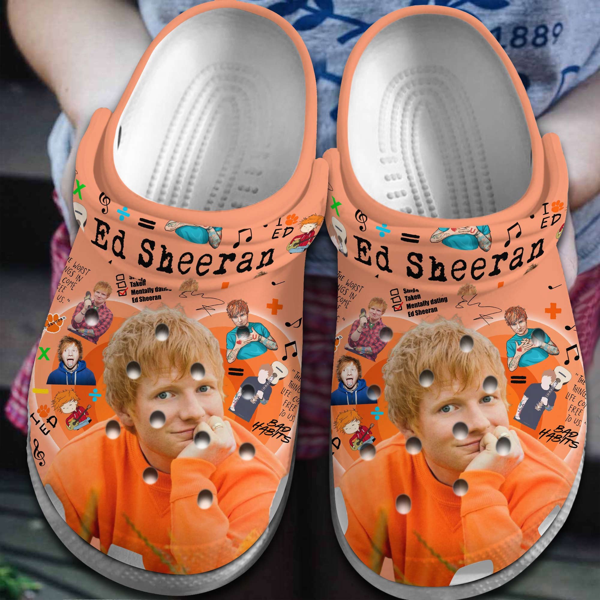 Footwearmerch Ed Sheeran Singer Music Crocs Crocband Clogs Shoes Comfortable For Men Women and Kids
