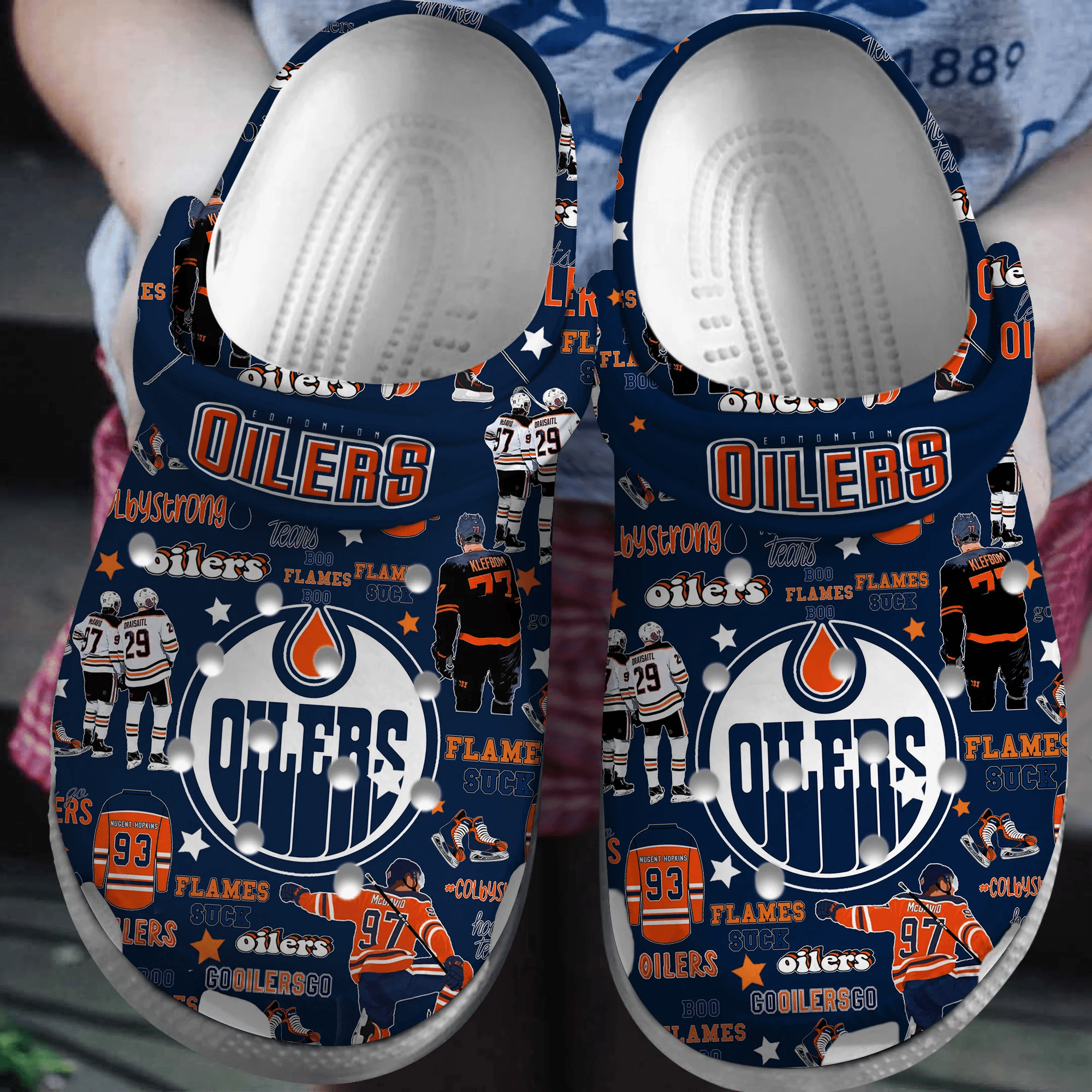 Footwearmerch Edmonton Oilers NHL Sport Crocs Crocband Clogs Shoes Comfortable For Men Women and Kids