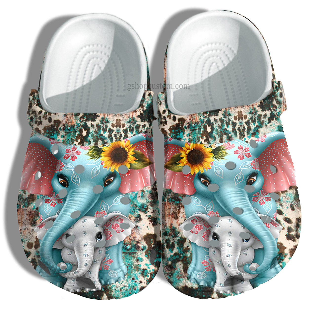 Footwearmerch Elephant Mom Boho Leopard Skin Shoes - Elephant Mom And Baby Elephant Shoes Croc Clogs