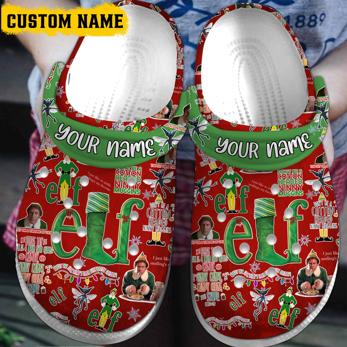 Footwearmerch Elf Movie Crocs Crocband Clogs Shoes Comfortable For Men Women and Kids