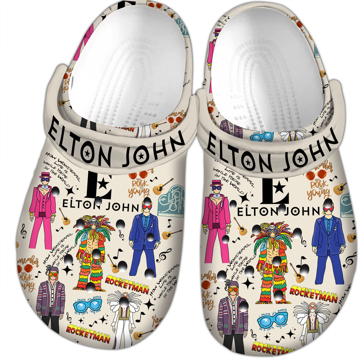 Footwearmerch Elton John Music Crocs Crocband Clogs Shoes Comfortable For Men Women and Kids