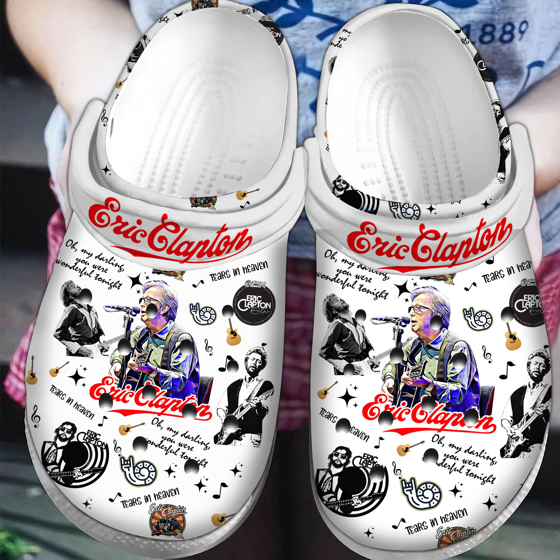Footwearmerch Eric Clapton Music Crocs Crocband Clogs Shoes Comfortable For Men Women and Kids
