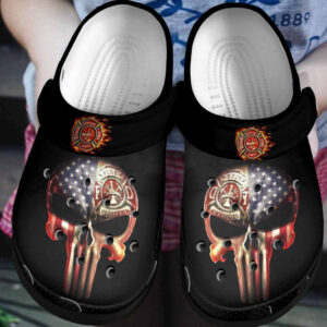 Footwearmerch Firefighter Skull Printed Gift For Lover Rubber clog Shoes Comfy Footwear