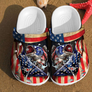 Footwearmerch Fishing America Flag Independence Us Day For Men And Women Gift For Fan Classic Water Rubber clog Shoes Comfy Footwear