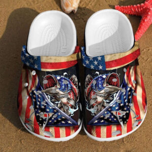 Footwearmerch Fishing America Flag Independence Us Day Gift Th Of July Gifts clog Shoes