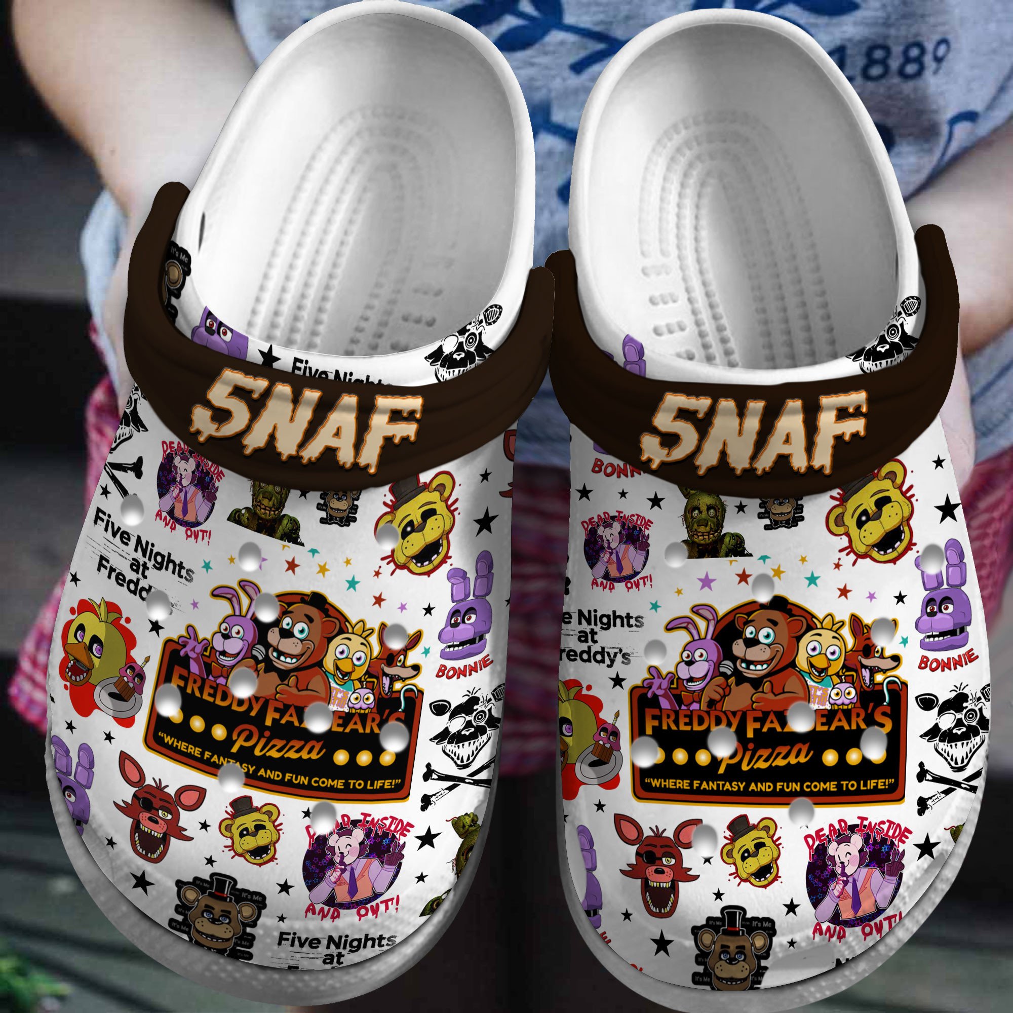 Footwearmerch Five Nights at Freddy's Game Crocs Crocband Clogs Shoes Comfortable For Men Women and Kids