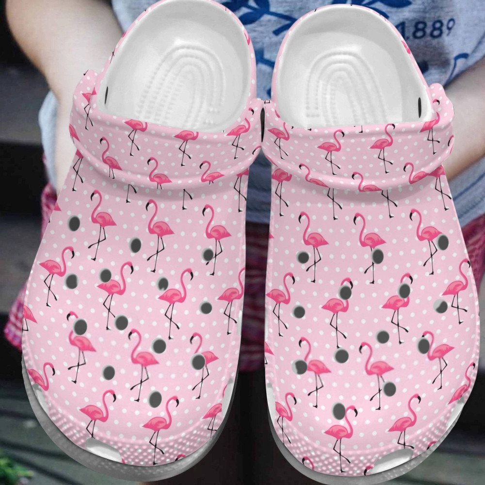 Footwearmerch Flamingo Pinky Pattern Gift For Lover Rubber clog Shoes Comfy Footwear